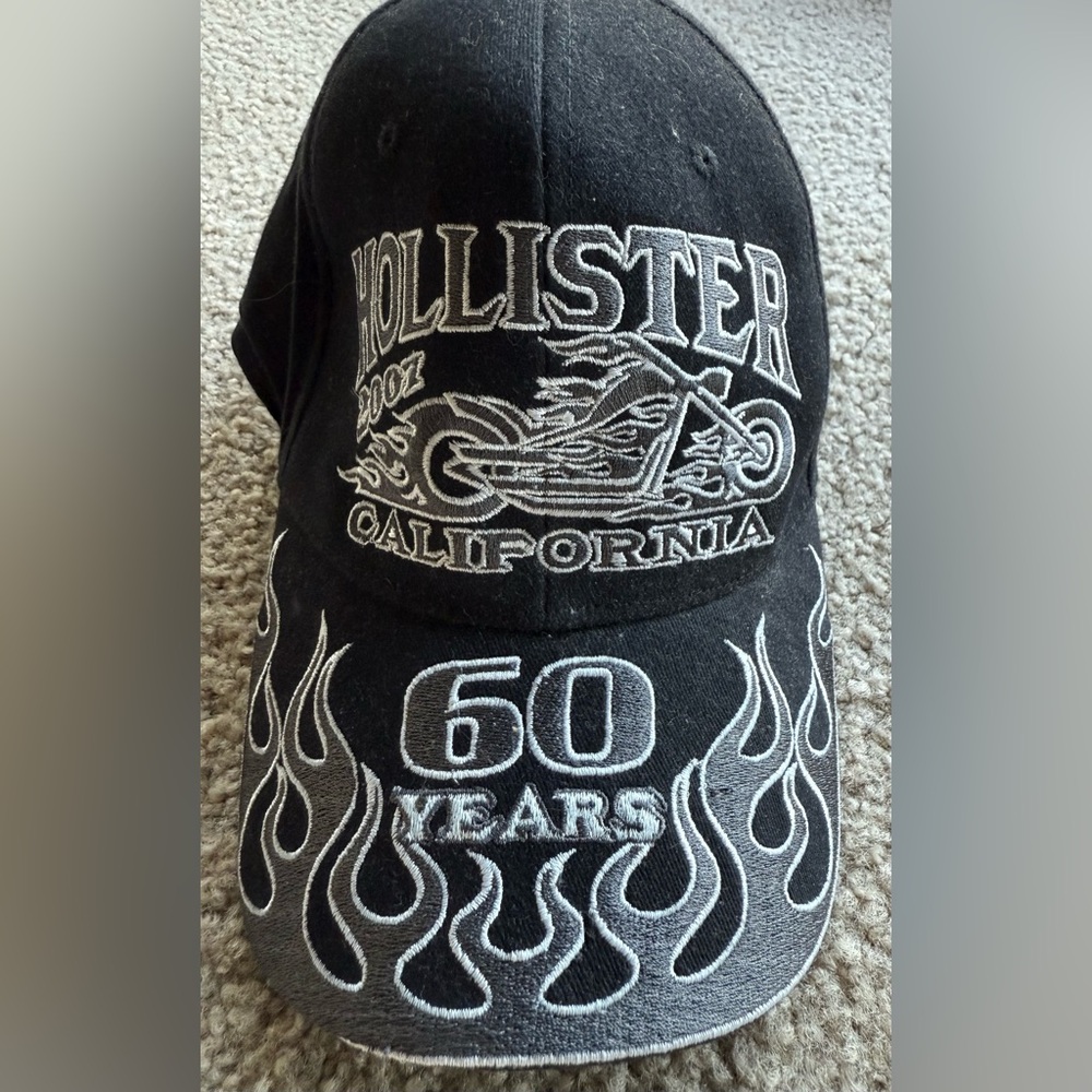 Commemorative 60th Anniversary Hollister California Motorcycle Rally Cap Black
